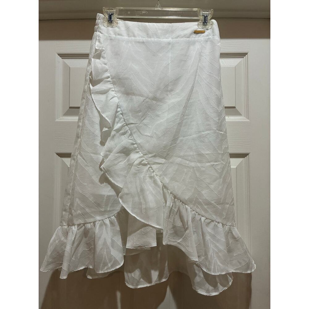Marc New York XS White Faux Wrap Ruffle Lined Skirt